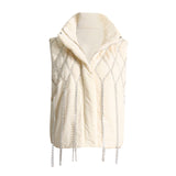 Zingj 2024 Niche Loose Vest Diamond Chain Trim Clip Cotton Sleeveless