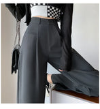 High Sense Suit Pants Female Spring And Summer 2025 New High Waist Hanging Feeling Wide Leg Pants Loose Thin Narrow Version Of The Floor Trousers-Outfit