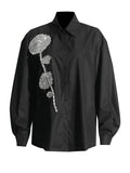 Fashion Casual Loose Thin Top Woman 2025 New Collar Heavy Industry Design Stitched Diamond Women's