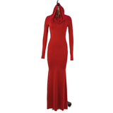 Zingj Women's Fall 2024 New Fashion Temperament Pure Color Slim Hooded Long-Sleeved