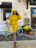 Winter Women Knitted Sets Fashion Breading Long Sleeve Pearl Sweater+Knitted Camis Dress Sets Fashion Sweater