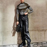 Men Tight Tee Streetwear New Arrival Long Sleeve Basic Tops Clothes Fashion Stand Collar Slim Patchwork Pullover