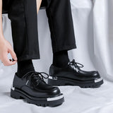 Zingj Casual Leather Shoes Trend Teen Platform Fall 2023 New Versatile Men's Working Shoes