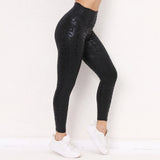 Zingj Style Leopard Print Buttock Fitness Pants, Tight Elastic Print Yoga Pants High Waist Slim Sports Pants-Outfit