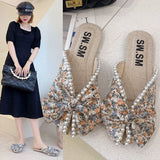 Women Wear Outside The Summer 2025 New Small Flowers Flat Bottom Fish Mouth Cool Drag Fashion Pedal Pedal Half