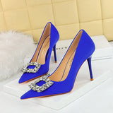 Zingj Fashion Banquet High-Heeled Shoes Women's Shoes Fine Heel Ultra High Heel Shallow Mouth Pointed Water Diamond Buckle Single Shoes