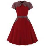 Rockabilly Plaid Tunic Dress With Belt Vintage Cap Sleeve 50S Sundress Gingham A Line Summer Swing Cotton Elegant
