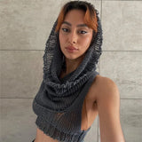 2025 Fashion Trend Women's New Hooded Sleeveless Umbilly Knitted Solid Color