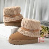 Autumn And Winter New Fashion Plus Velvet Wool Thick Middle-Capped Female Snow