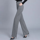 Pants Office Work Woolen Wide Leg Pants Autumn Winter High Waist Full Length Straight Female Trousers Office Lady