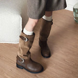 Pile Boots In The Boots Women 2025 Autumn And Winter New Retro Sprinkled Long Boots Round Head Spliced Knight