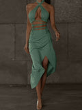 Elegant Fashion Dress Sets Bandage 2 Piece Set for Women Outfits Hot Sexy Backless Halter Matching Sets Club