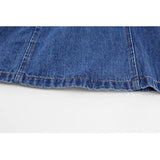 Clothing Denim Dress Vintage V Neck Bow Short Sleeve Casual Fashion High Waist Baggy A-Line Short Skirt Ladies