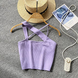 Zingj Version Of Solid Color Versatile Sling Vest Female Inside To Wear 2023 Summer New High Waist Crop Candy Color Small