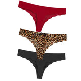 3Pcs Sexy G String & Thongs Women's Set Panties Solid Female Underwear Mid-Rise Silky Ladies Briefs Comfort Seamless