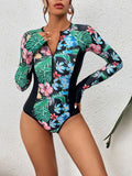 New Sexy One Piece Swimsuit Push Up Swimwear Women Monokini Long Sleeves Swim Suit Bathing Suit Women Summer Beach