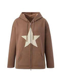 Vintage Star Patch Baggy Zip Up Hoodie- Outfit