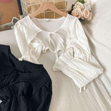 Women Summer Y2k Aesthetic Bandage Grunge Shirts Harajuku Solid Vintage Crop Top Sexy Streetwear Lantern Sleeve