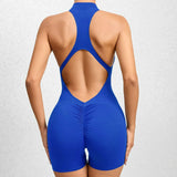 Hollow Backless Scrunch Butt Sport Jumpsuit Short Woman One Piece Gym Outfit Sleeveless Zipper Fitness Overalls Yoga
