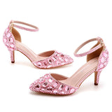 Cm Large-Size Sandals Fine Heel Head Water Drill High Heel Sandals Gold Water Drill High Heels Wedding