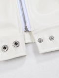 Women Two Piece Skirt Set Turn-down Collar Long Sleeve Zipper Top Slim Button Midi Skirt Elegant Lady Formal Clothing