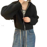 Hooded Solid Color Sweater Cardigan Women 2024 Autumn And Winter New Korean Version Loose Casual Short Knitted Coat