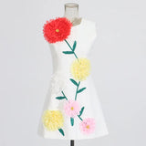 Fashion Personality Design Short Dress 2025 Summer New Three-Dimensional Flower Round Neckless Sleeves To The Waist Thin