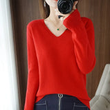 Sweaters Women Casual V-neck Solid Jumpers Pullovers Spring Autumn Womens Sweater Cashmere Knitwear Bottoming