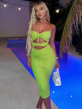Elegant Hollow Out Spaghetti Strap Bodycon Long Dress For Women Gown Fashion Sleeveless Backless Madi Dress