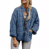 Solid Color Stand-up Collar Loose Pockets