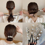 Pearls Magic Bun Maker Hairbands Donut Pearl Flower Hair Bands Fashion Girls DIY Hairstyle Headband Tools