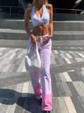 Pink Kawaii Tie Dye Women Baggy Jeans High Waist Casual Sweet Girl Fashion Denim Trousers Y2K Streetwear Long