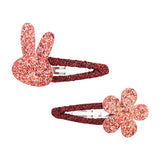 Pcs/lot New Girls Cute Rabbit Flower Hair Clips Sweet BB Glitter Hairpins Barrettes Headwear Fashion Hair Accessories For