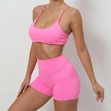 Zingj Shoulder Strap Beautiful Back Bra Peach Hip Shorts Yoga Suit Running Quick-Dry Tight Sports Fitness Suit-Outfit