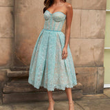 Women Off Shoulder Chest Wrap Waisted Mini Dress Fashion Backless Sleeveless Lace A-Line Dress Sweet Sexy Banquet Party Dresses 211-1-Outfit