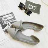Zingj Bird New Fashion Pointed Head Shallow Mouth Side Empty Flat With Flat Bottom Pregnant Women With Versatile Single Shoes Powder Black Work Women's Shoes-Outfit
