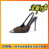 Iron Leopard Print Fine Heel High Heels Women 2025 Autumn And Winter 2025 New Small Design Light-Slip Single