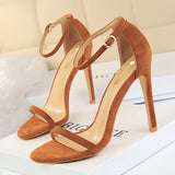 Zingj Fashion Simple Fine Heel High Heel Suede Open Toe With Sexy Nightclub High Heels Women's