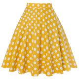 Summer Midi Skirt Runway Vintage Rockabilly Sundress Red Womens Sexy Pinup 50S Cotton Polka Dot Pattern Skater
