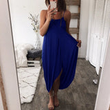Summer Sexy Spaghetti Straps Women's Maxi Dress 2020 Fashion Solid Sleeveless Beach Split Robe Lady Midi Dress Plus