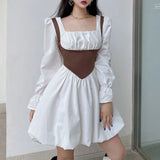 Fashion Elegant High Waist Slim Solid White Office Lady A Line Mini Dress 2022 Spring Autumn New Woman Party Bodycon