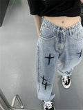 Women Loose Vintage Pants Girl Fashion Harajuku Baggy Jeans Casual Funny Clothing Ins Gothic Trousers Summer Straight