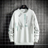 New Splicing Polyester Men's Round Neck Bottoming Shirt Korean Style Top Casual Long-Sleeved Shirt for