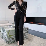 Overalls Playsuits 2021 New Fashion Lace V-neck Lace-up Jumpsuits Ladies
