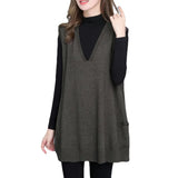 Zingj Autumn Long Loose Wear V-Neck Knit Thin Vest Vest New Large Size Set Vest Female-Outfit