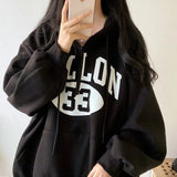Vintage Logo Print Half Zip Up Oversized HoodieOutfit