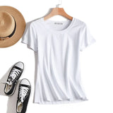 Quality Plain T Shirt Women Cotton Elastic Basic T-shirts 2021 Summer Tops Short Sleeve T-shirt Women Tees Plus Size