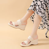 Zingj New Korean Version Of Transparent With Waterproof Table Square Head Slippers Women's Slope With Crystal Pvc Beach