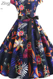 Women Summer Music Note Print Dress 50s 60s Robe Retro Swing Casual Vintage Sleeveless Party Dresses