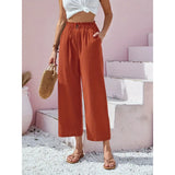 High Waist Lotus Leaf Elastic Cotton